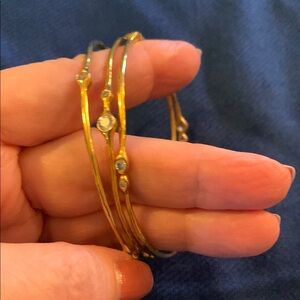 Elegant Gold Bangle Set with Crystal Accents